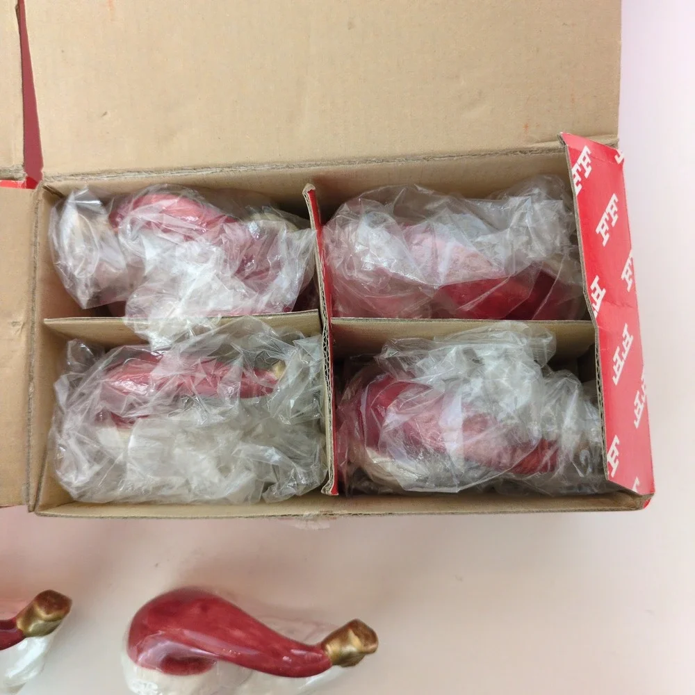 Vtg 90's Fitz and Floyd Santa Napkin Rings Old World Christmas Holiday Set of 8